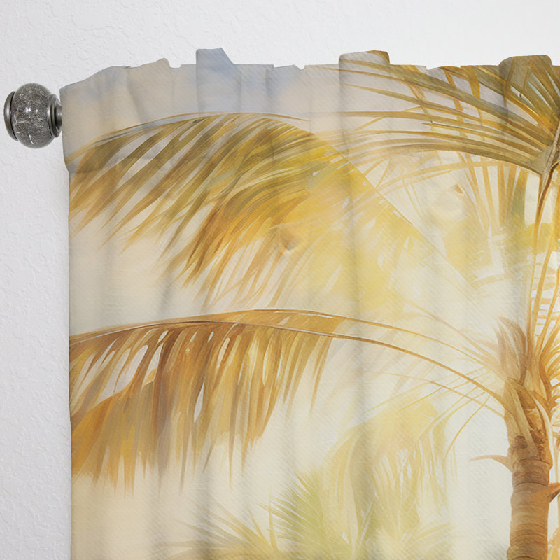 Haversham Palm Trees Romantic Impression II - Traditional Velvet Curtain - Room Darkening - 1 Panel, 52" W x 84" L
