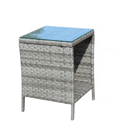 Outdoor Patio Furniture 1 Coffee Table With Clear Tempered Glass