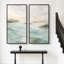 Paysage océanique serein bleu pâle – Ensemble de 2 impressions d'art encadrées sur toile 60"x20"x2, 60"x30"x2-134803996-134803998