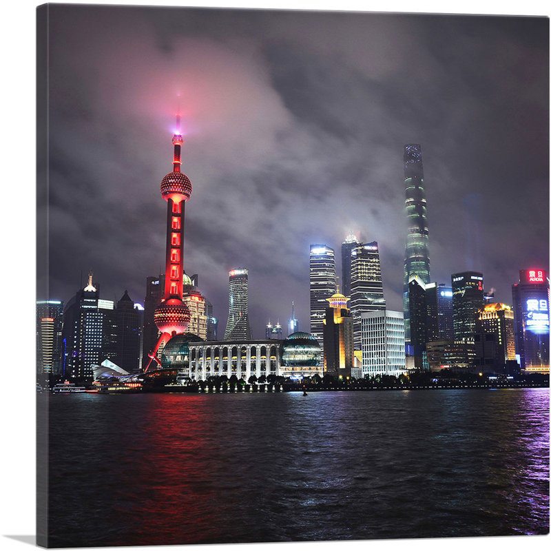 " Shanghai China Night View ", 12" H x 12" W x 1.5" D