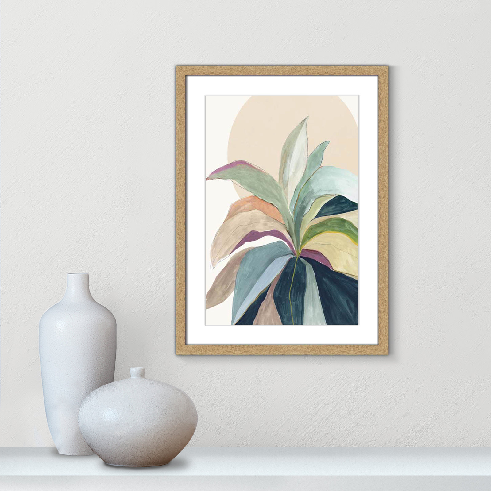 Byer "Sunny Bright Leaves II" Print by Asia Jensen, Natural Woodgrain Single Picture Frame, No Mat, 23" H x 17" W x 1.25" D