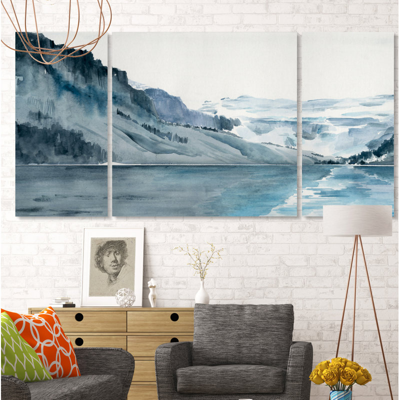 Winter Fjords I - 3 pièces, impression sur toile, H 24 po x l 48 po x P 1,5 po