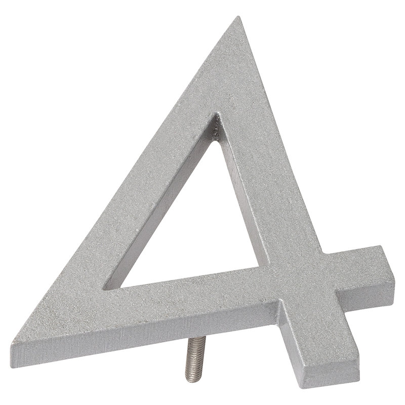 Numéro de maison à fixation flottante 4 po, 4, Argent