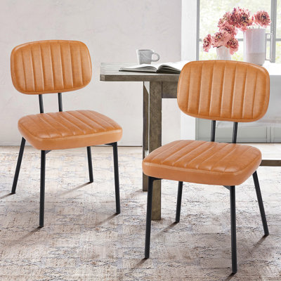  Amous Flaux Leather Upholstered Dining Chairs