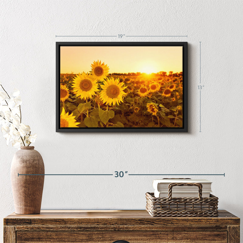 Nature "Art mural champ de tournesols", H 13 po x l 19 po