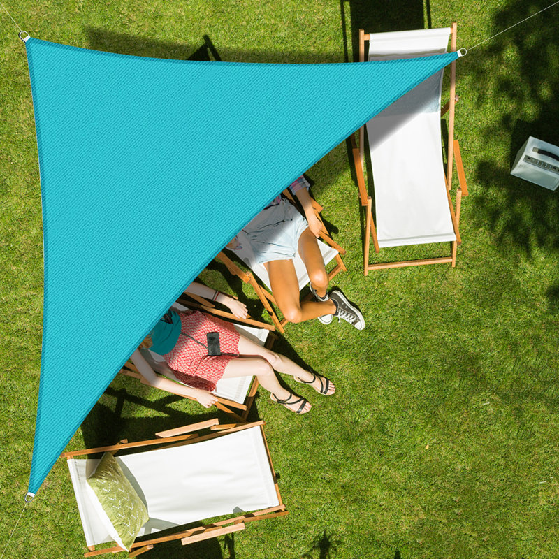 LOVE STORE Voile d'ombrage triangulaire de taille personnalisée, Bleu turquoise, 7 pi x 9 pi x 11,4 pi