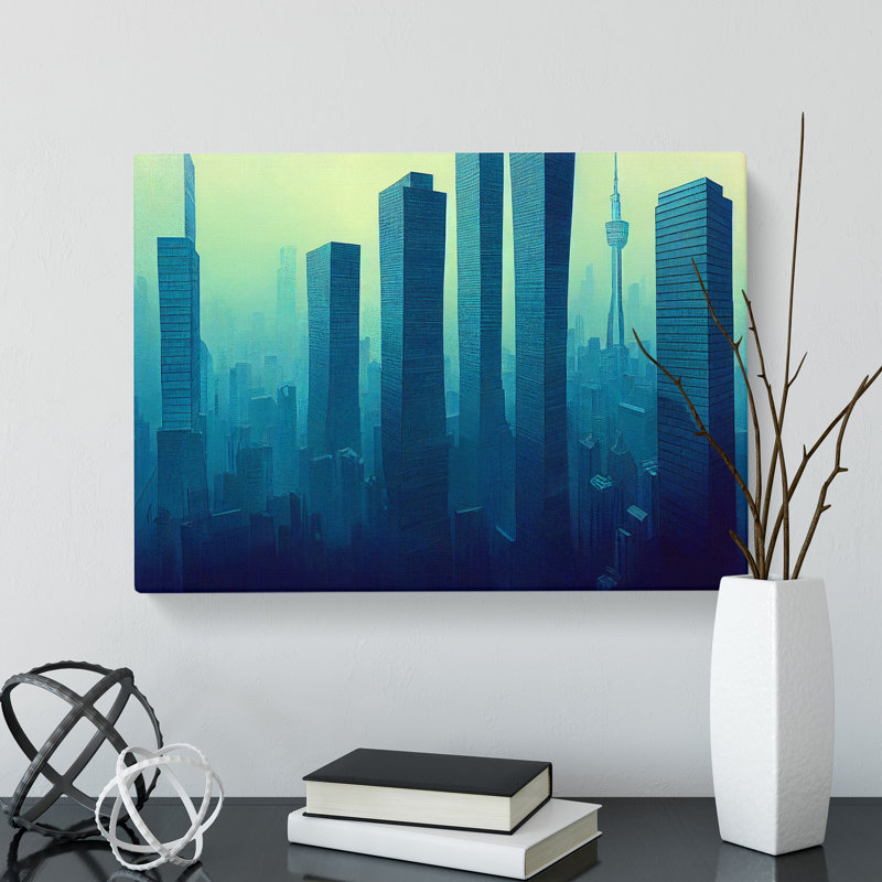 A Radiant Skyscraper Skyline - Wrapped Canvas Print, 35cm H x 50cm W x 3cm D