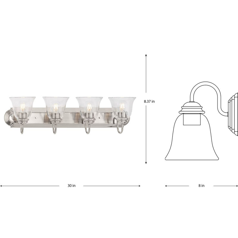 4 - Light Dimmable Vanity Light, Silver