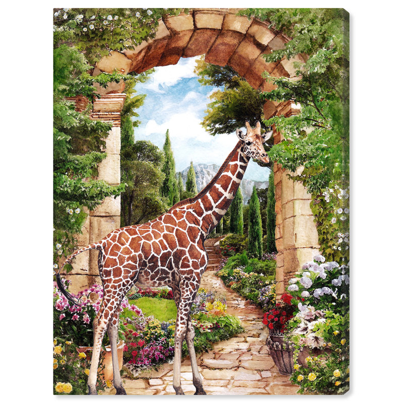 «Heavenly Garden Giraffe on Canvas» par Wynwood Studio, reproduction, H 12 po x l 12 po x P 0,8 po