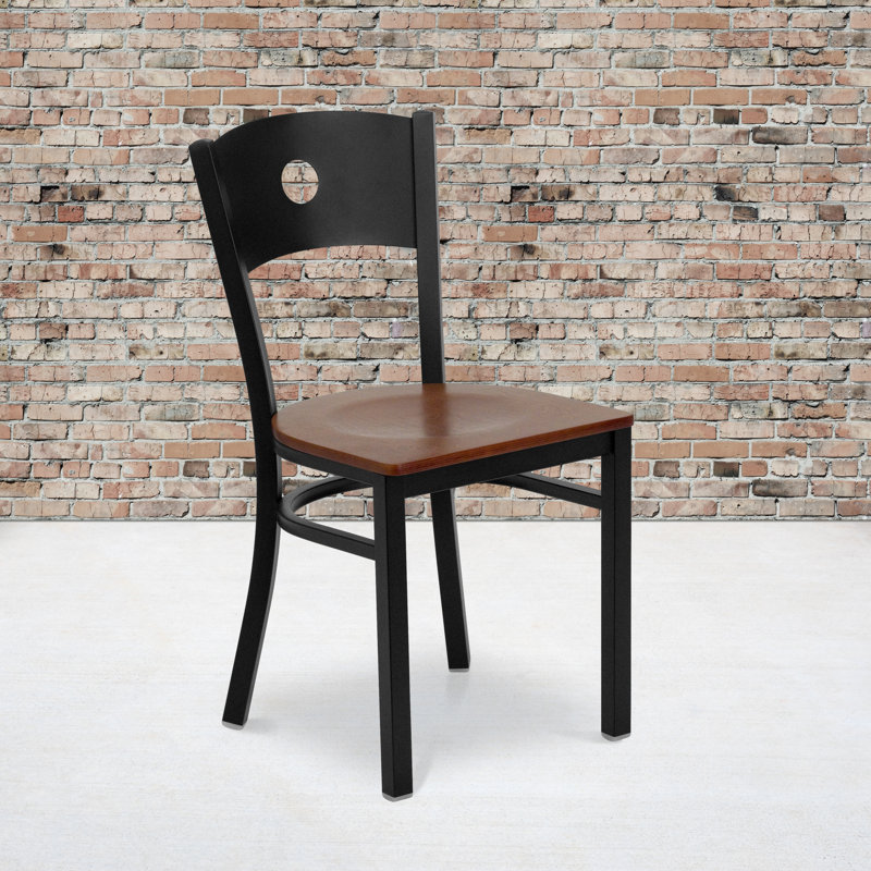 Merlina Circle Back Metal Restaurant Chair, Cherry Wood