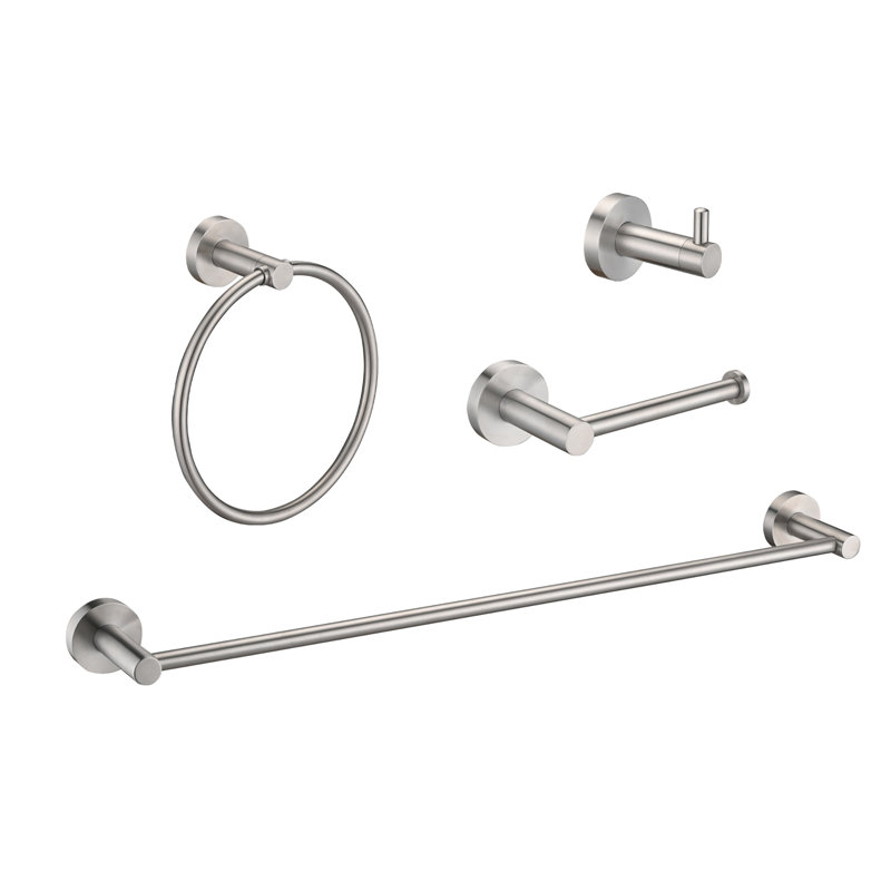 Ensemble de 4 pièces de quincaillerie de salle de bain en nickel brossé