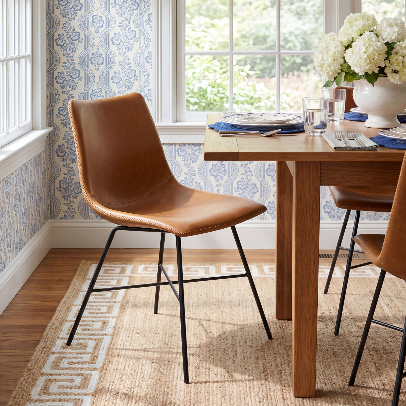 Bela Genuine Leather Side Chair, Tan Faux Leather