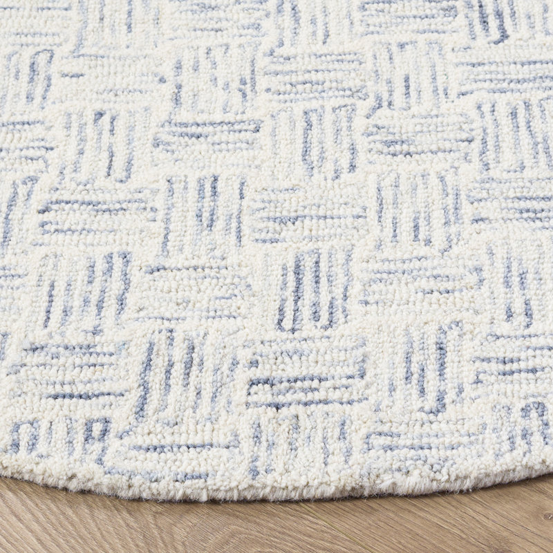 Maebel Hand Tufted Wool And Cotton With Latex Solid Color Rug, Round 5'