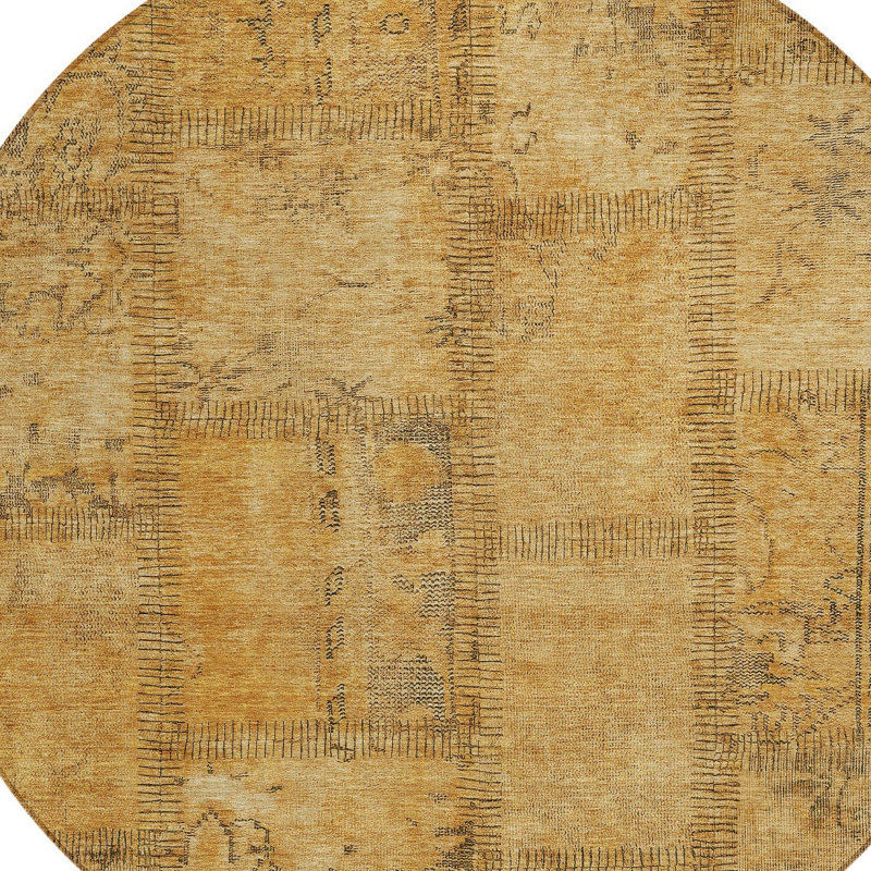 Tapis intérieur lavable rond 8 pi gris et gris anthracite