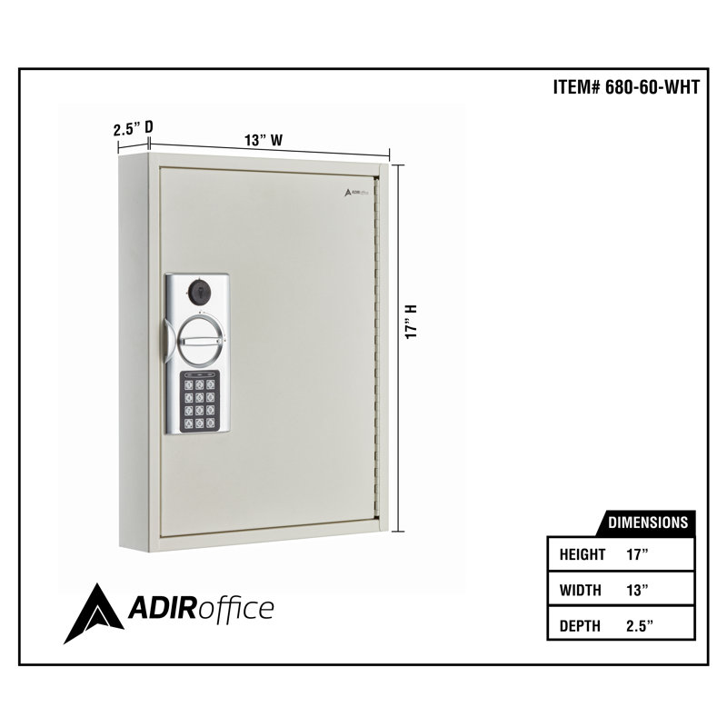 Armoire 60 clés à serrure numérique robuste en acier, Blanc