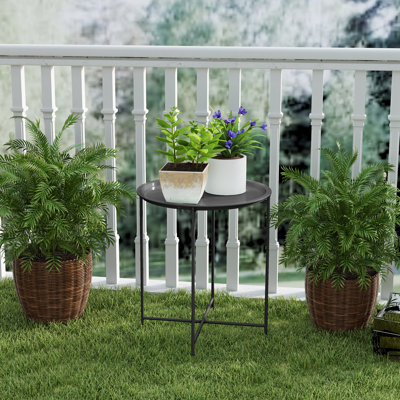 Outsunny Round Small Garden Table Removable Tray