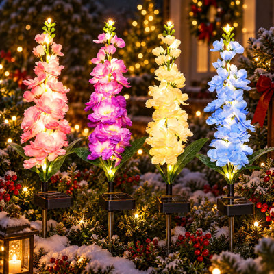 Décoration lumineuse solaire pour jardin extérieur, lampes solaires Delphinium améliorées, 72 DEL, étanches, pour la décoration de votre cour.