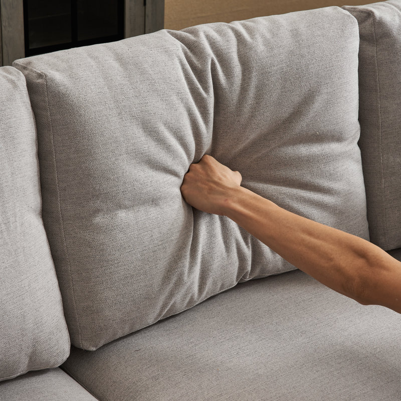 Upholstered U-Shaped Sectional Symmetrical, Beige Linen Blend