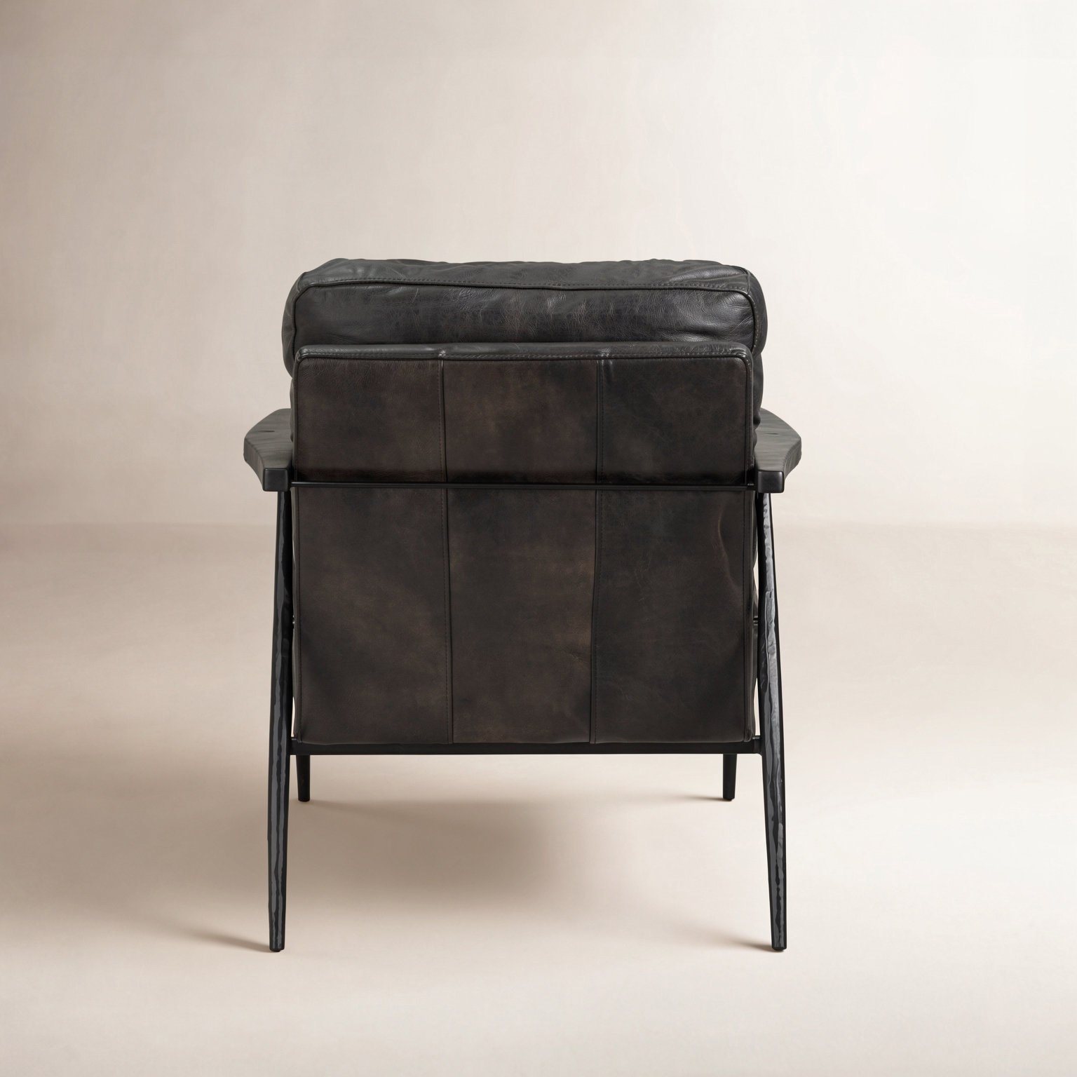 Arnold Genuine Leather Armchair, Black/Black