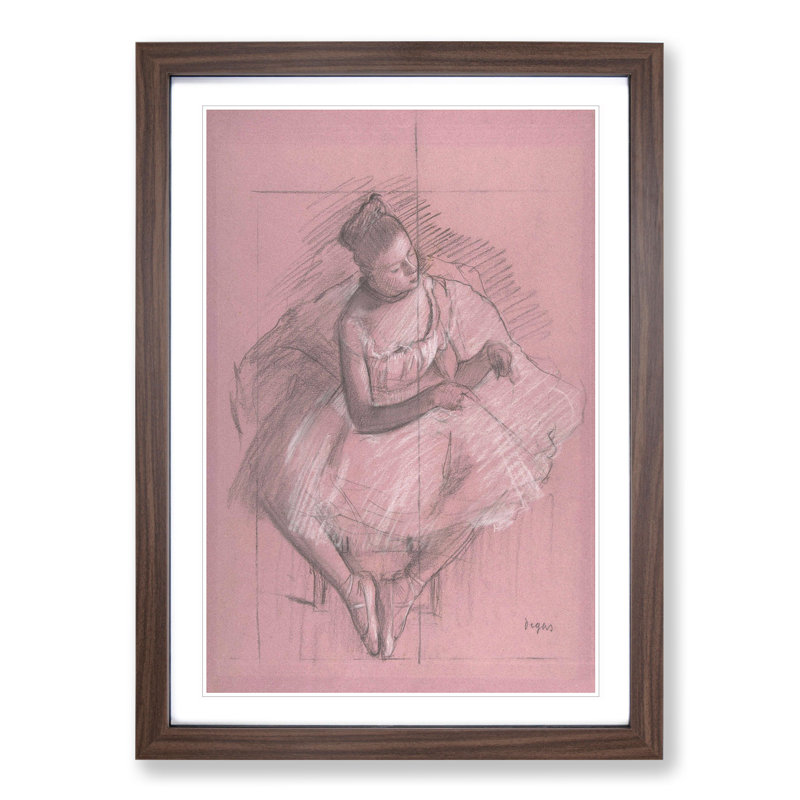 Study of a Ballet Ballerina Dancer Vol.3 by Edgar Degas - Framed Print, 36cm H x 27cm W x 2cm D, Walnut Framed