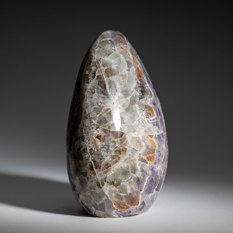 Véritable améthyste polie du Brésil (2,6 lb), Grey/Purple/Orange
