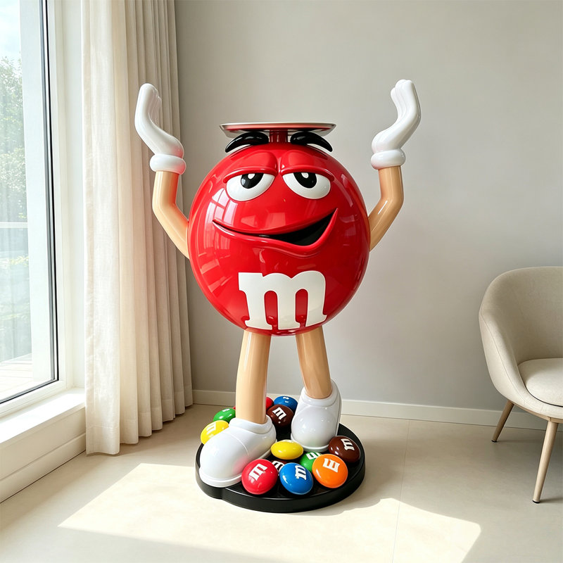 Red+White+Cream Free Form Glass Steel Decorative Object