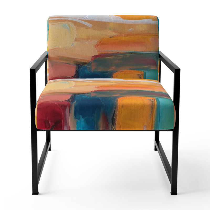 Vibrant Cubist Colourfields - Chaise d'appoint rembourrée abstraite, Noir