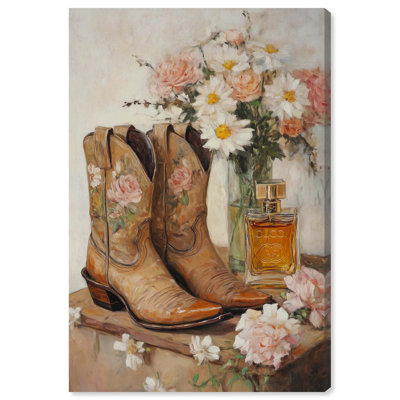 Delicate Floral Boots II Canvas Fashion Art Print by 