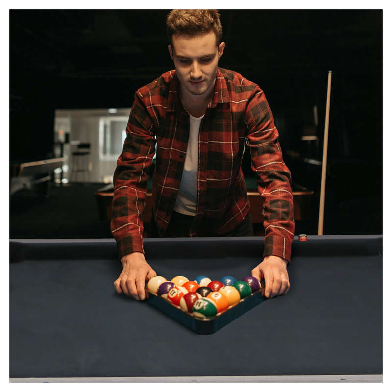 Ensemble de table de billard d'intérieur 84 pouces avec accessoires et finition en bois aggloméré gris