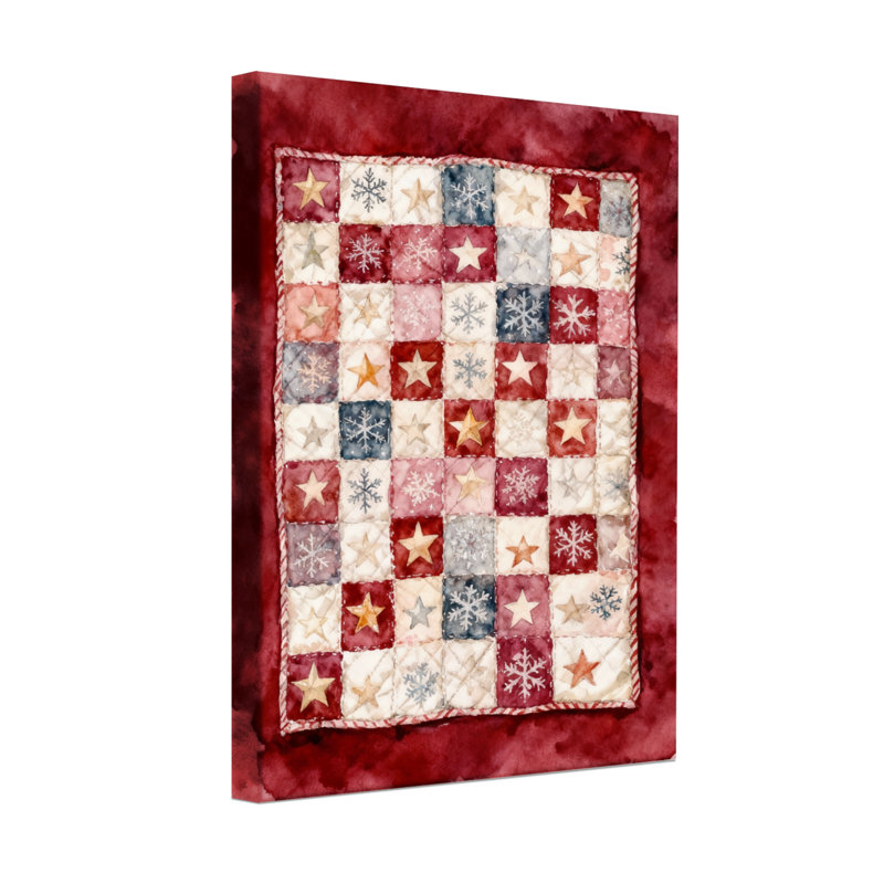 Christmas Star Snowflake Patchwork Quilt Pattern Print