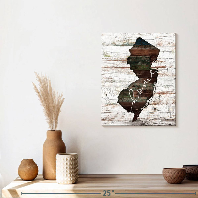 New Jersey Home Map sur impression sur toile, H 15 po x l 12 po x P 1,25 po