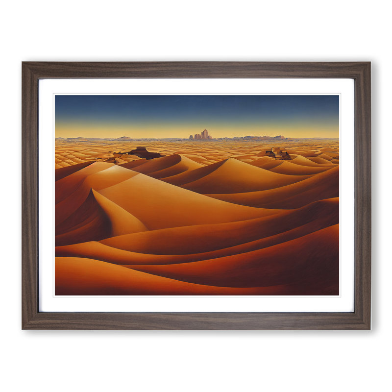 Golden Sand Desert Vol.2 1 Piece Single Picture Frame Wall Art, 46cm H x 64cm W x 2cm D, Walnut Framed