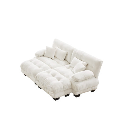 Modern Chenille Sofa with Ottoman by Latitude Run