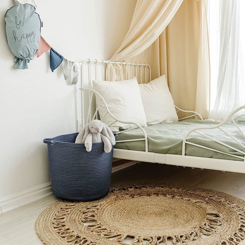 Panier à linge en coton, H 14 po x l 15 po x P 15 po, gris