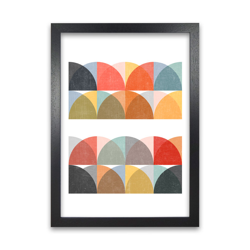 Scandinavian Colourful Geometric Original 2 - Print, Black Frame, 30cm H x 21cm W x 3cm D
