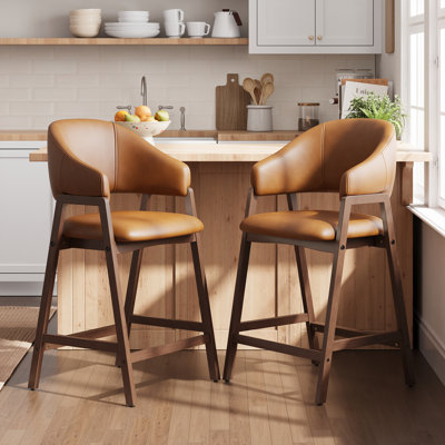 Tabouret de bar rembourré en bois massif