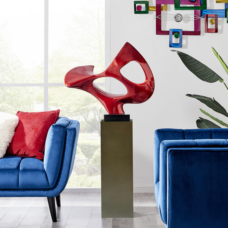 Hebe Abstract Figurines & Sculptures, Red/Gray