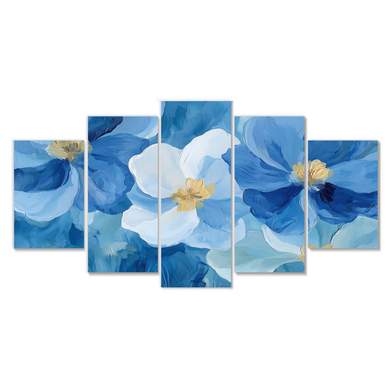 Bleu délicat pétales de fleurs III - art mural - ensemble de décorations en diamant