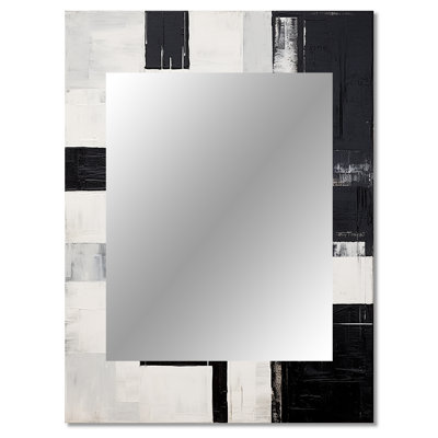 Abstract Ebony Echoes - Abstract Shapes Unique Wall Mirror Decor, Black Large Mirror, Printed Metal Art