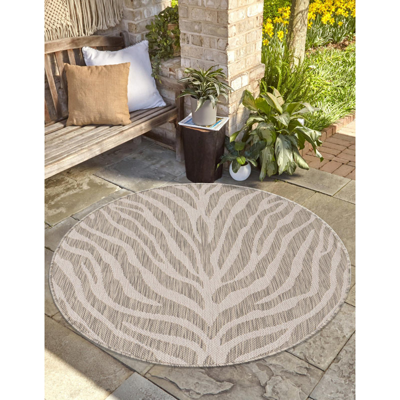 Tapis d'extérieur joyeux couleur pierre, Rond 10 pi