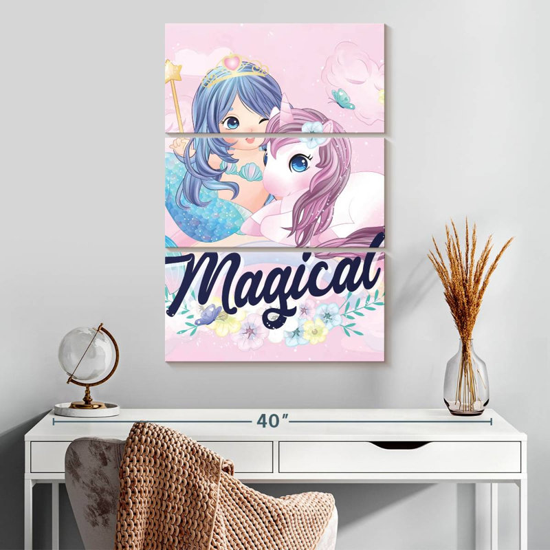 Ashelle sirène et licorne, H 32 po x l 20 po