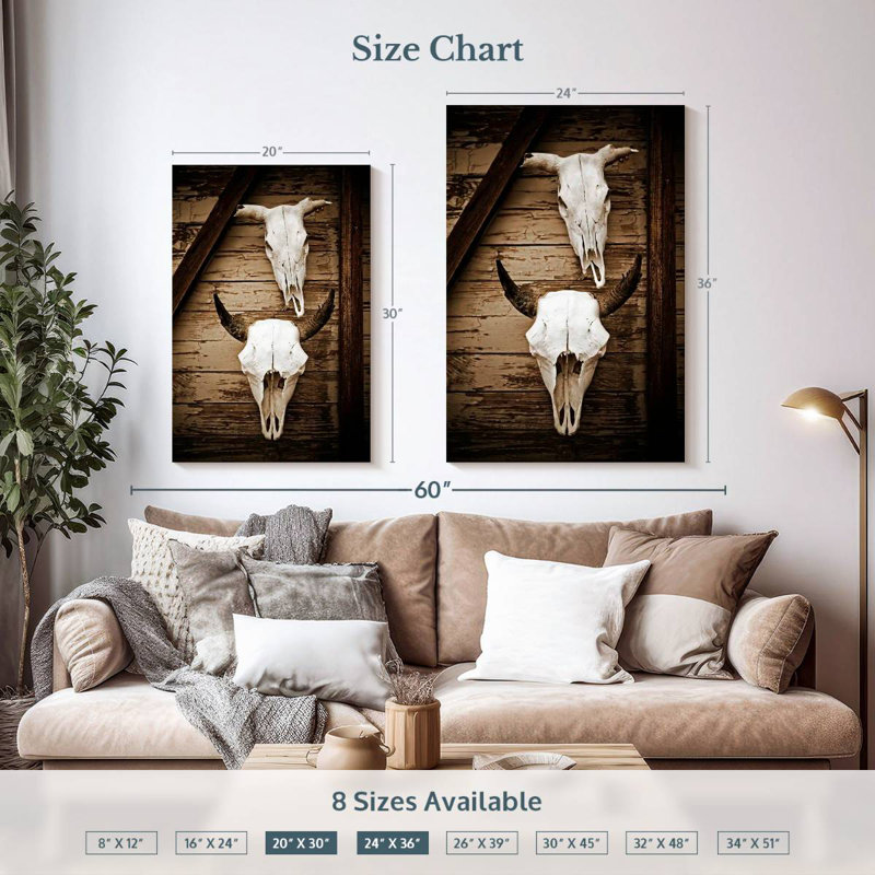 Lelar Western Cow Skull, 36" H x 24" W