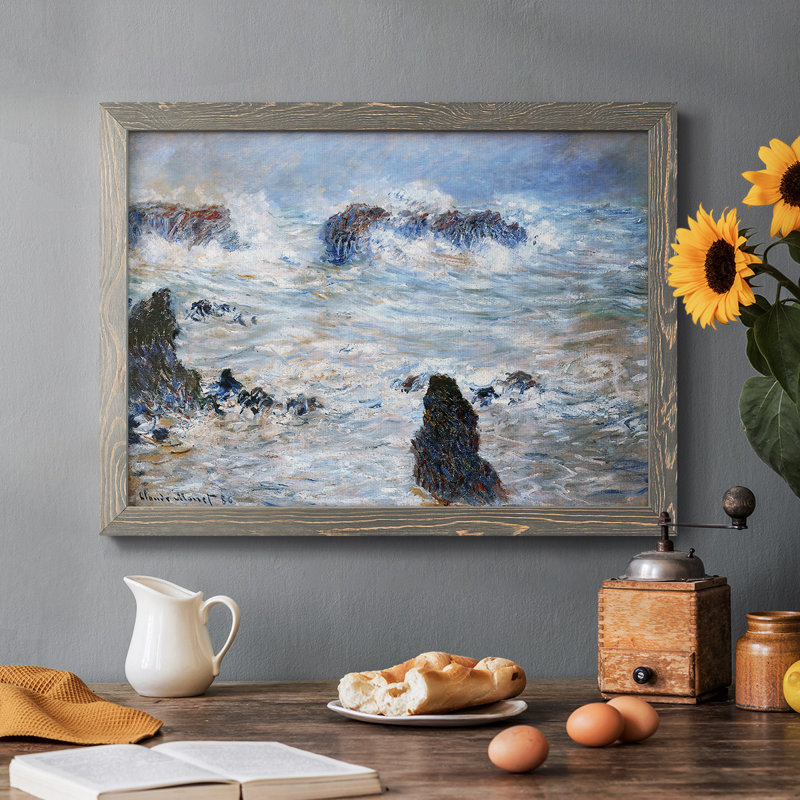 Tempête dans la belle, reproduction sur toile encadrée, H 14 po x l 20 po x P 1,5 po, Gris