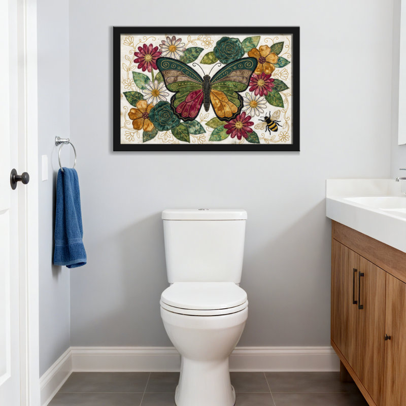 Animaux, papillon, fleurs, abeille, art de jardin, H 12 po x l 18 po, Toile tendue, Ne s’applique pas