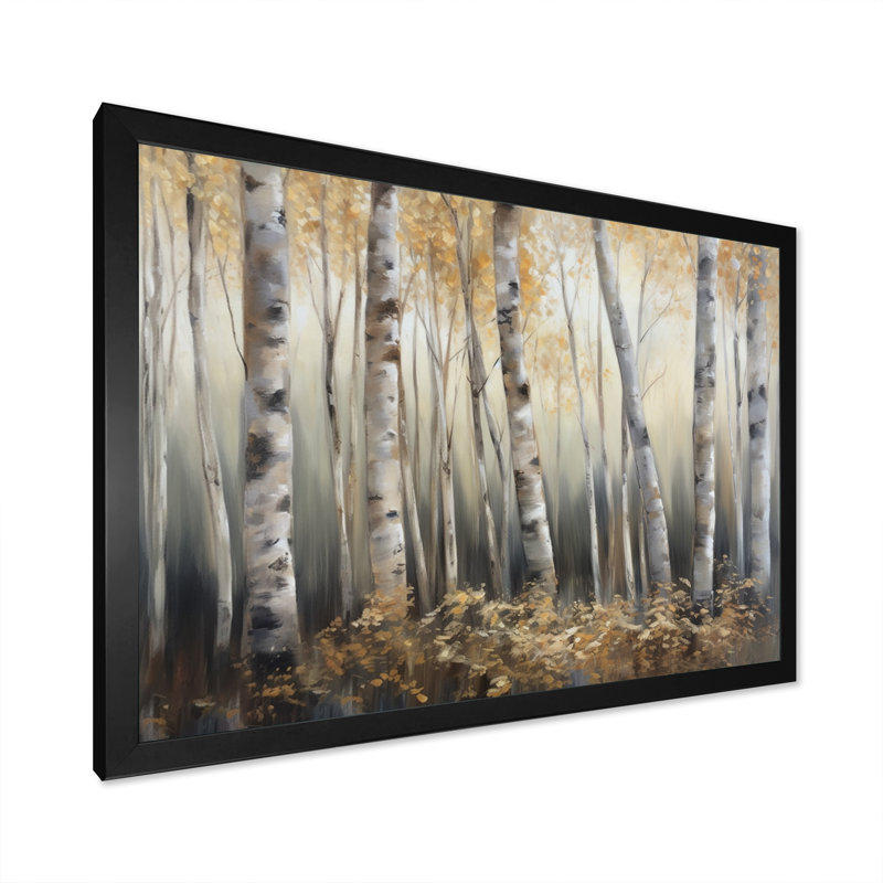 «Quinnwood Birch Tree Forest Wonderland III», reproduction sur toile, Cadre simple noir, H 12 po x l 20 po x P 1 po