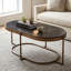 Fresno 43" Coffee Table With Black Marble And Antique Brass Base