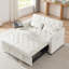 Lit en velours blanc crème avec accoudoirs de table d'appoint, se transforme facilement en lit confortable, 3 réglages réglables, tissu, lit élégant à assemblage simple, positions multiples, matériaux, facile