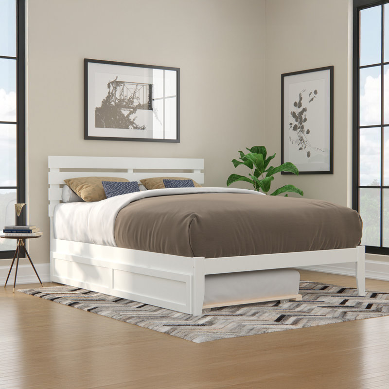 Lit plateforme Bronson, Blanc, Grand