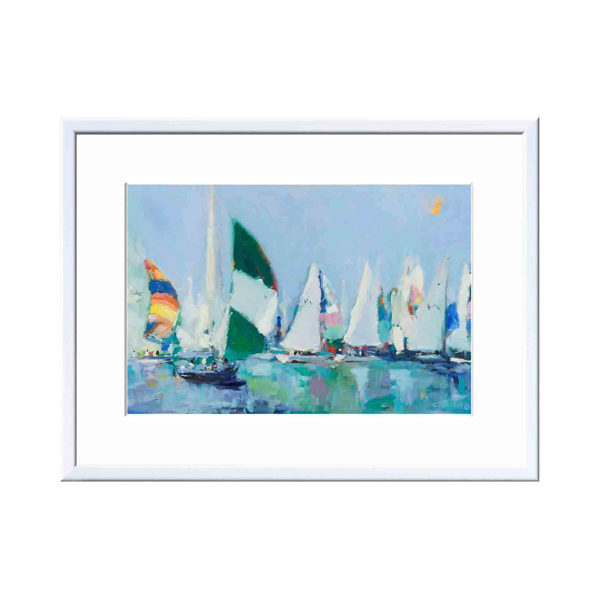 Parking Lot by Curt Crain, White, 32"H x 48"W