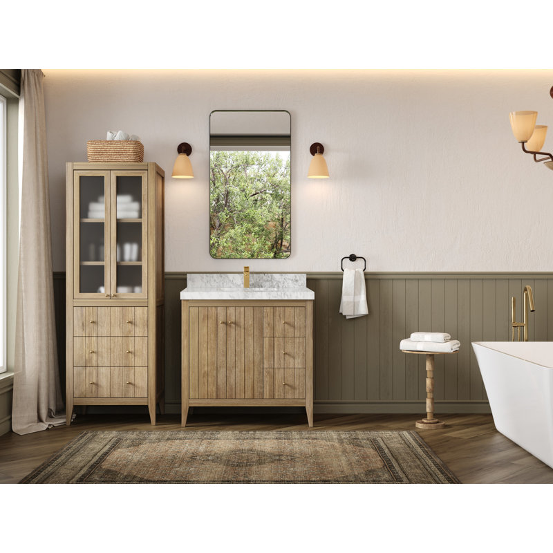 Bois de teck d'Atlanta 36 po X P 22 po Meuble-lavabo central D Marbre de Carrare